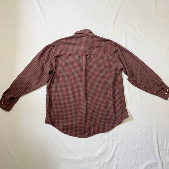 VTG 80s Tabi International Brown Red Plaid Button Down Long Sleeve Shirt Pocket - Picture 4 of 5